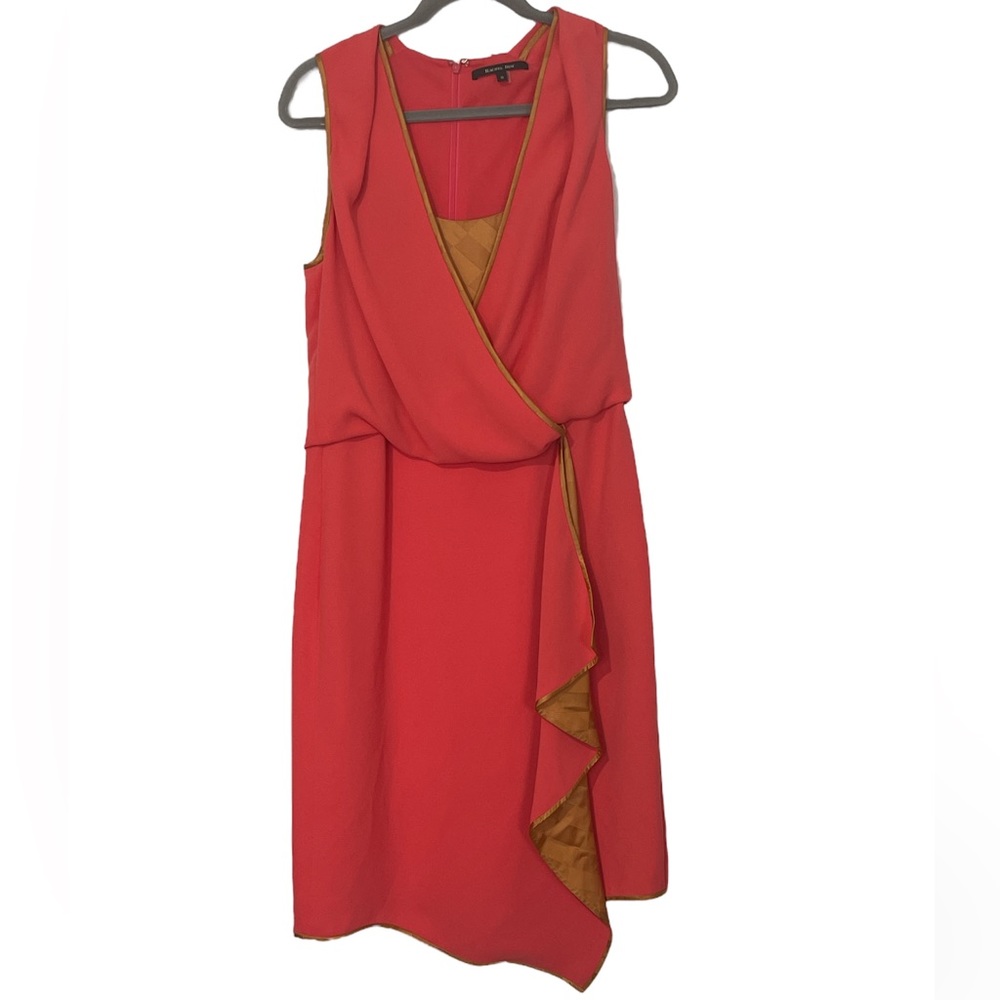 Rachel Roy Cascade Zinnia Crepe Dress coral Sleeveless Size 8